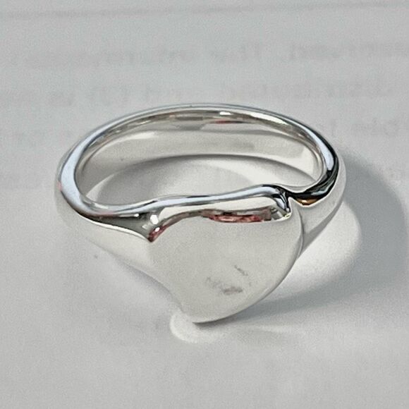 Tiffany & Co Elsa Peretti Full Heart Ring - Silver - sz 7.5 - Picture 5 of 7